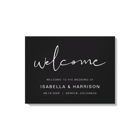 JOVI Edgy Black Modern Minimalist Wedding Welcome Canvas Print