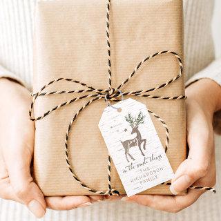 Joy In the Simple Things Birch Bark Woodgrain Deer Gift Tags