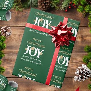 Joy! Joyful Chic Rustic Script Green Christmas