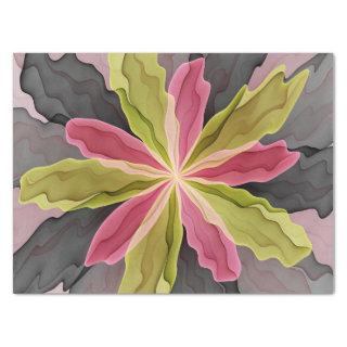 Joy, Pink Green Anthracite Fantasy Flower Fractal Tissue Paper