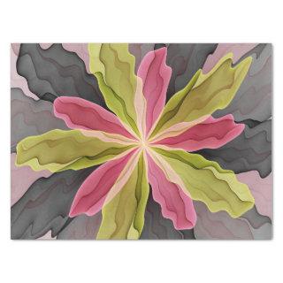 Joy, Pink Green Anthracite Fantasy Flower Fractal Tissue Paper