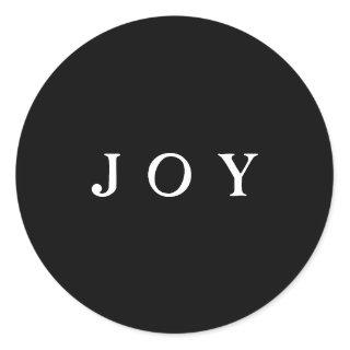 JOY Script Envelope or Gift Wrap Black Classic Round Sticker
