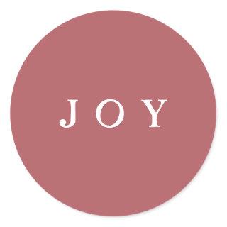 JOY Script Envelope or Gift Wrap Pink Classic Round Sticker