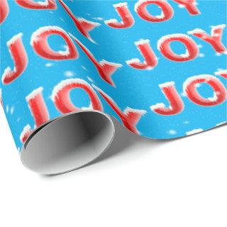 JOY text with snowflakes on turquoise background