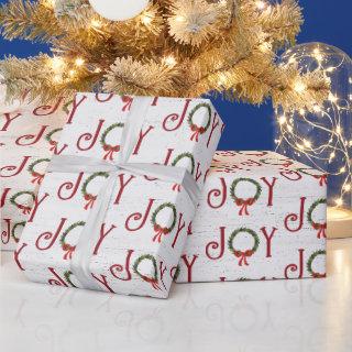Joy Wreath On Whitewashed Wood