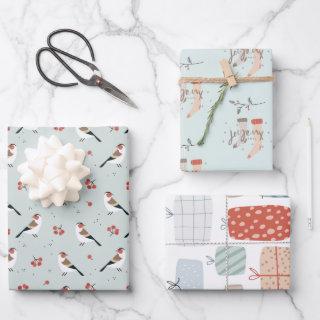Joyeux Noel Scandinavian Winter Bird Christmas  Sheets