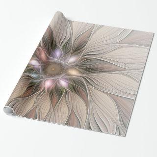 Joyful Flower Abstract Beige Brown Floral Fractal