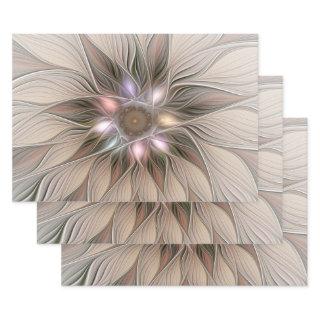 Joyful Flower Abstract Beige Brown Floral Fractal  Sheets