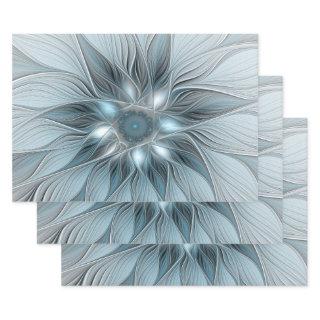 Joyful Flower Abstract Blue Gray Floral Fractal  Sheets