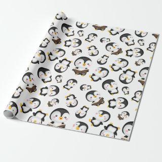 Joyful Penguins On White