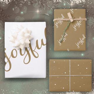 Joyful Script Snowflakes Beige Holiday  Sheets