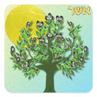 Judaica 12 Tribes Israel Asher Square Sticker