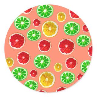 Juicy Fruit citrus fruit pattern Classic Round Sticker