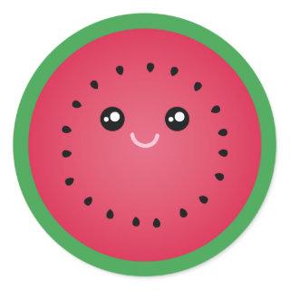Juicy Watermelon Slice Cute Kawaii Funny Foodie Classic Round Sticker