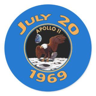 July 20, 1969 Apollo 11 Mission to the Moon Classic Round Sticker