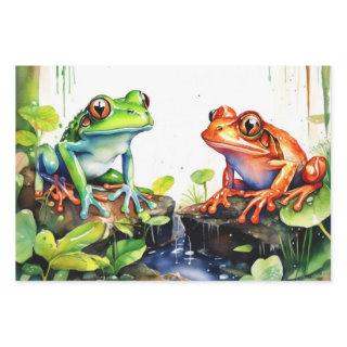 Jumping Frogs in Watercolor Rainforest  Sheets