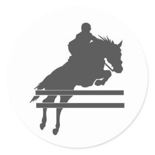 Jumping horse silhouette - Choose background color Classic Round Sticker