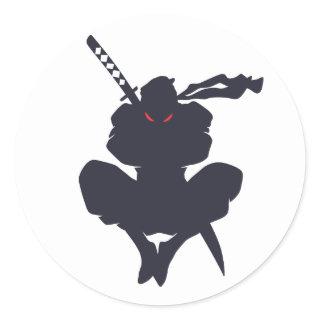 Jumping Ninja silhouette - Choose background color Classic Round Sticker