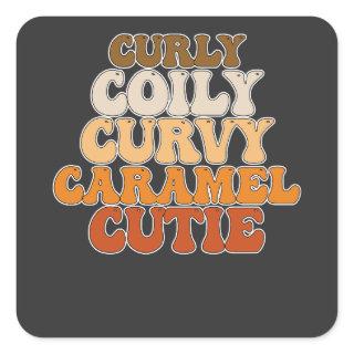 Juneteenth Curly Coily Curvy Caramel Cutie Square Sticker