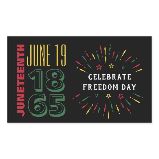 Juneteenth June 19 1865 Black History Fireworks Rectangular Sticker