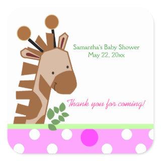 Jungle Adventure (Pink) SQUARE Favor Sticker