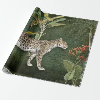 Jungle Leopard Tropical Floral n Foliage Decoupage