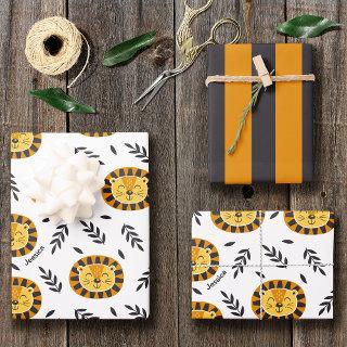 Jungle Lion Pattern with Kids Name Birthday  Sheets