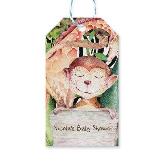 Jungle Monkey & Giraffe Animal Print Baby Shower Gift Tags