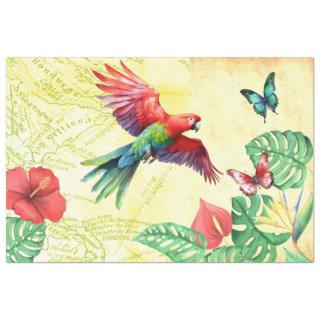Jungle Parrot and Butterfly Decoupage Tissue Paper