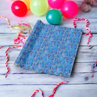 Jungle Pattern Rainbow Textures on Blue Background