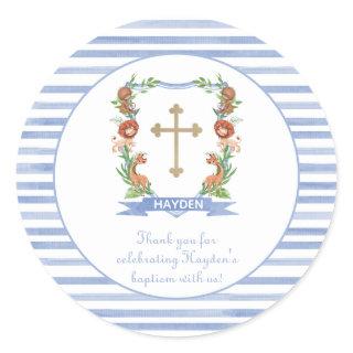 Jungle Safari Crest Baptism Thank You Classic Round Sticker