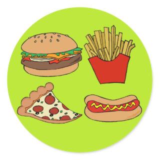 Junk food design classic round sticker
