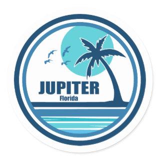 Jupiter Florida Palm Tree Birds Classic Round Sticker
