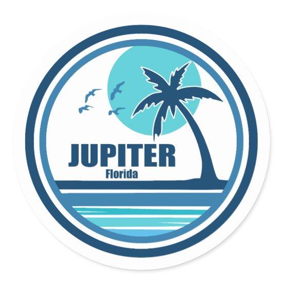 Jupiter Florida Palm Tree Birds Classic Round Sticker