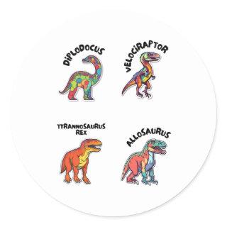 Jurassic Jawsome: Rawr-some Dinos and Dinosaur Classic Round Sticker