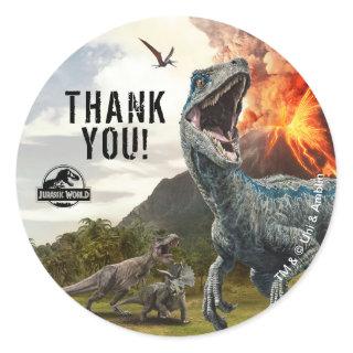 Jurassic World | Dinosaur Birthday Thank You Classic Round Sticker