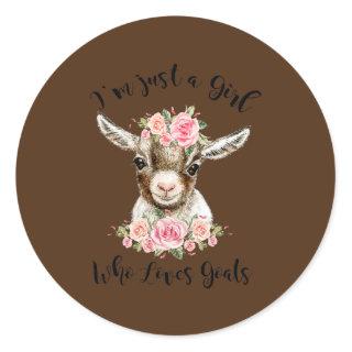 Just a Girl Who Loves Goats Cute Goats Lovers Classic Round Sticker