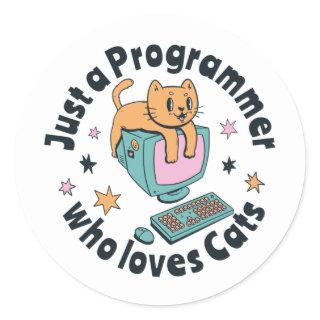 Just a programmer who loves cats square sticker