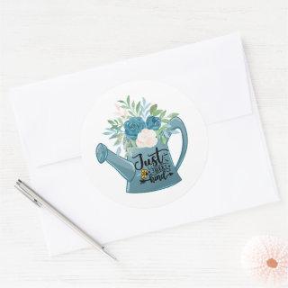 Just Bee Kind Teal Floral Watering Can Positivity  Classic Round Sticker