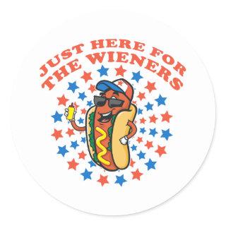 Just Here For The Wieners Classic Round Sticker