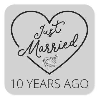 Just Married 10 Years Ago III Square Sticker