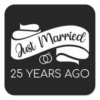 Just Married 25 Years Ago V Square Sticker