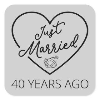 Just Married 40 Years Ago III Square Sticker