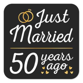 Just Married 50 Years Ago II Square Sticker