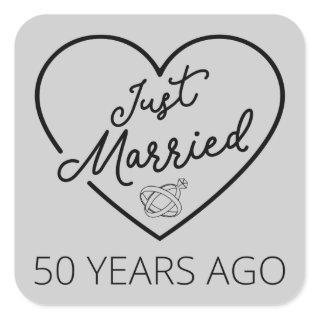 Just Married 50 Years Ago III Square Sticker