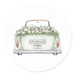 Just Married Car Watercolor Sticker
