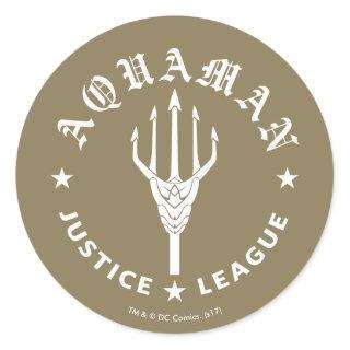 Justice League | Aquaman Retro Trident Emblem Classic Round Sticker