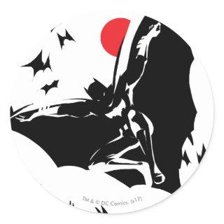 Justice League | Batman in Cloud of Bats Pop Art Classic Round Sticker