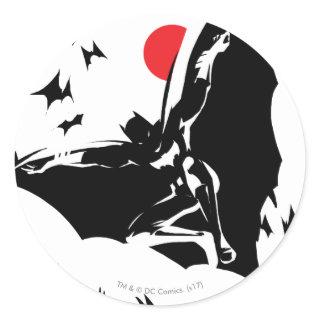 Justice League | Batman in Cloud of Bats Pop Art Classic Round Sticker