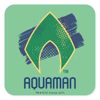 Justice League | Brush & Halftone Aquaman Symbol Square Sticker